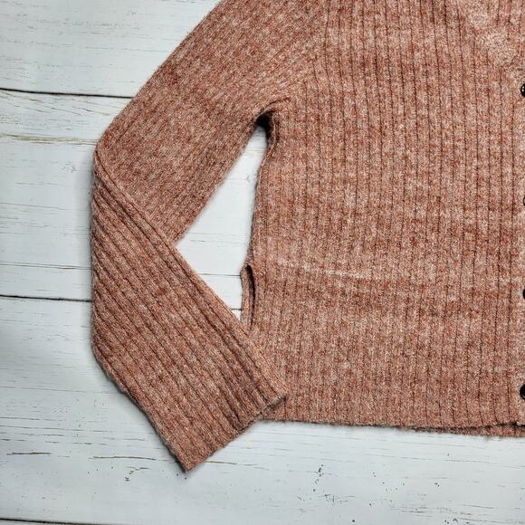 Altar’d State Ribbed Boxy Cropped Cardigan Sweater Button Rust Super Soft Small - Picture 4 of 8